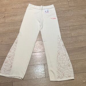 NWT Puma Off-White Wide Leg Pants with Patterned Panels